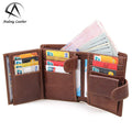 Andong Leather Short Wallets for Men Retro Wallet RFID Block Cards Holder Genuine Cow Leather Cowhide