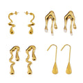 HOVANCI Statement Metal Cast Creative Golden Earrings Jewelry Waterproof Stainless Steel Women Earrings Gift for Women Girls