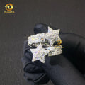 Drop Shipping Retail Price 925 Silver Elegant Style Hip Hop Women Female Moissanite Diamond Baguette Band Engagement Star Ring