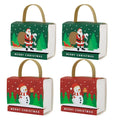 Merry Christmas Small Candy Treat Paper Boxes With Handle Party Favor Gift Cookie Goodie Wrapping Paper Boxes for Xmas Holiday