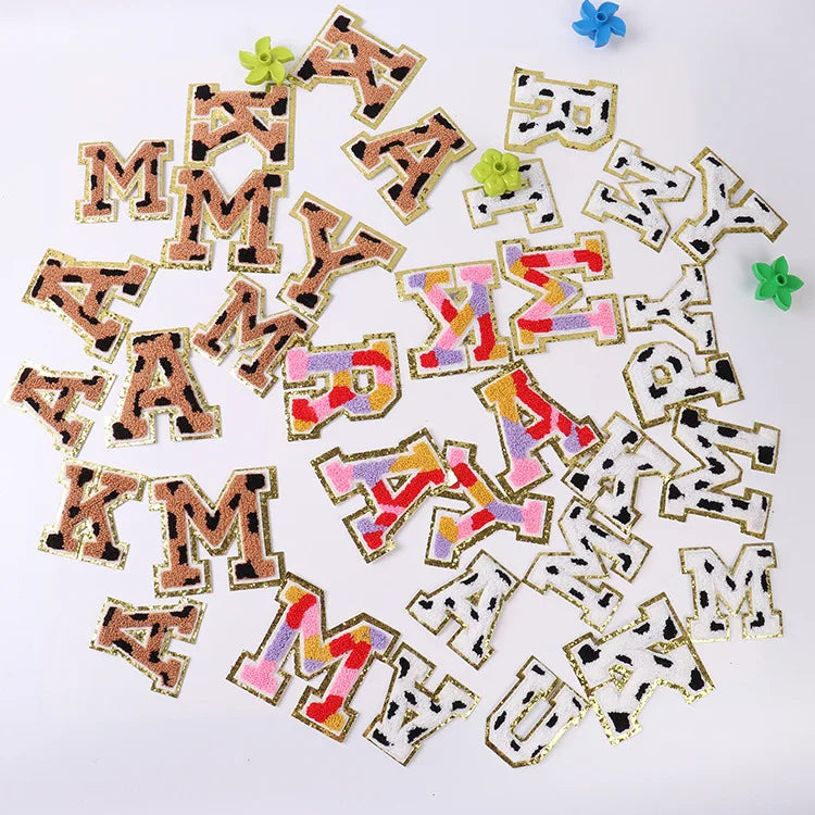 Hot Sale Custom Iron on Letter Patches Dairy Cow Leopard Letter Patch