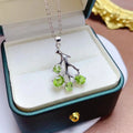 Hot Sale 925 Sterling Silver Bling Pendant Necklace 18K Rose Gold Plating Natural Peridot for Women's Gift