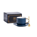 Luxury European Ceramic Coffee and Tea Cups and Saucer Set with Gold Handle for Gifts and Occasions