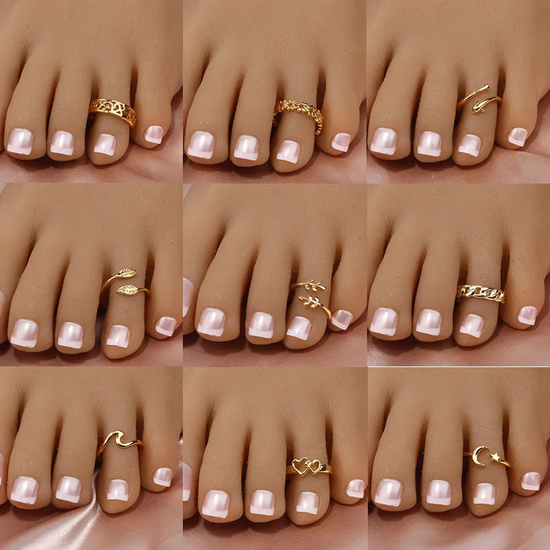 Creative Summer Beach Jewelry Foot Ring Copper-plated 18K Gold Plated Foot Ring Open-ended Tail Adjustable Toe Ring