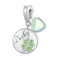 925 Sterling Silver Four-leaf Clover and Green Heart Pendant with Zircon Women's Bracelet DIY Fine Jewelry for Parties-BSC767