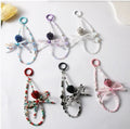 New Solid Color Frog Doll Pendant Jelly Glass Rice Beads Double Bow Keychain Bag Pendant