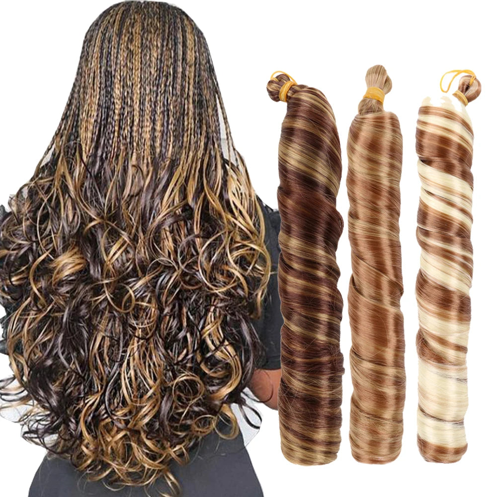 Glow Color Loose Curl Braiding Hair Extension 22inch 14inch Length Silk Curl Braiding Attachment
