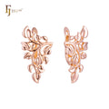 FJ Fallon Fashion Jewelry Thousand Leaves Clip-On Earrings Plated in Rose Gold Brass Based