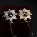 Medal Brooch Metal Tassel Chain Crown Brooches Pins Badge Gold Chain Medal Lapel Male Suit Collar Lapel Pin Men Jewelry MegaBDM