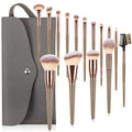 Professional Customizable Quantity Brown Face Concealer Shaving Brush Foundation Eye Brushes 7/10/15 Pcs Custom Logo Makeup Set