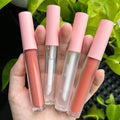Frosted Clear Lip Gloss Personalized Pink Lid  Vegan Long Lasting Matte Liquid Lipstick Empty Lipgloss Tubes