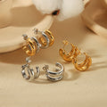 2024 Hot Sale Simple Hypoallergenic 18K Gold Plated Double Layer Earring Non Tarnish Stainless Steel CC Hoop Earrings YF4158