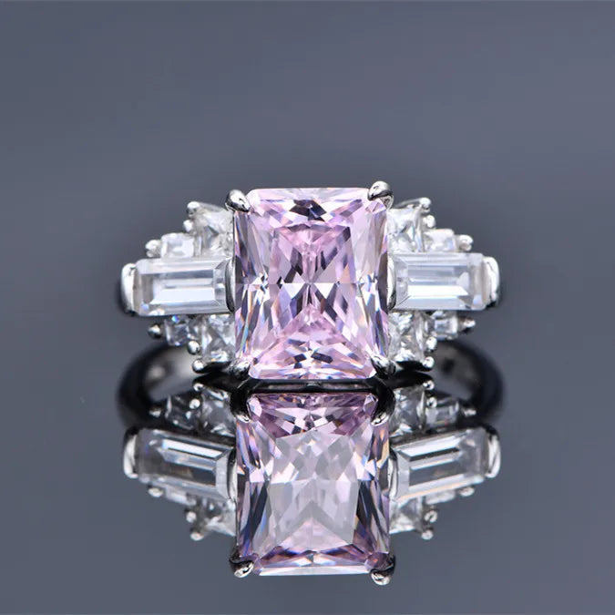 Hot Selling 925 Silver Ring Ice Cut Diamond Zircon Temperament Luxury Fashion Jewelry Wedding Ring for Women