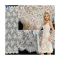 YX1095 Heavy Bridal Lace Fabric Beaded Luxury Fabric in White Polyester Bead Tube Pearl Embroidery Net Mesh Eyelash Lace Fabric