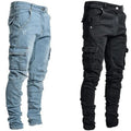 Fashion Mens Ripped Jeans Stretch Skinny Trousers With Pocket Casual Stretch Slim Denim Jogger Pants for Men