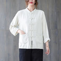 M-2XL Summer New Cotton and Hemp Chinese Standing Collar Button Tang Suit Top Tai Chi Suit Zen Suit Tea Shirt