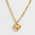 Joolim Jewelry Gold Plated Heart Pendant Figaro Chain Necklace Stainless Steel Jewelry Wholesale
