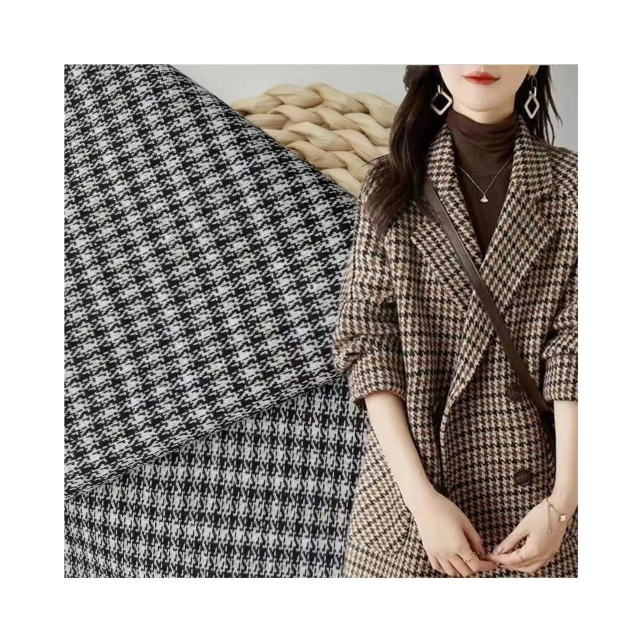 Eco-friendly OEM Custom Cheap Price Check Pattern Polyester Rayon Stretch TR Spandex Yarn Dyed Knit Jacquard Fabrics for Coats