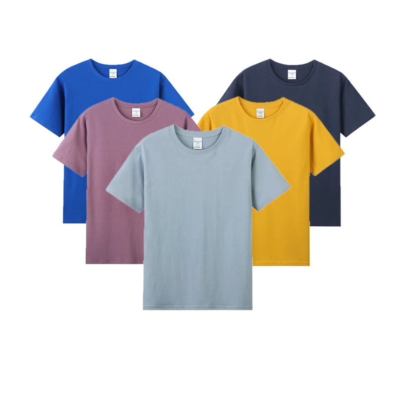 Custom Screen Print Logo Heavy Knitted 100% Cotton Eco-Friendly Men's T-Shirt Solid Color Fashion Korean Style Blank