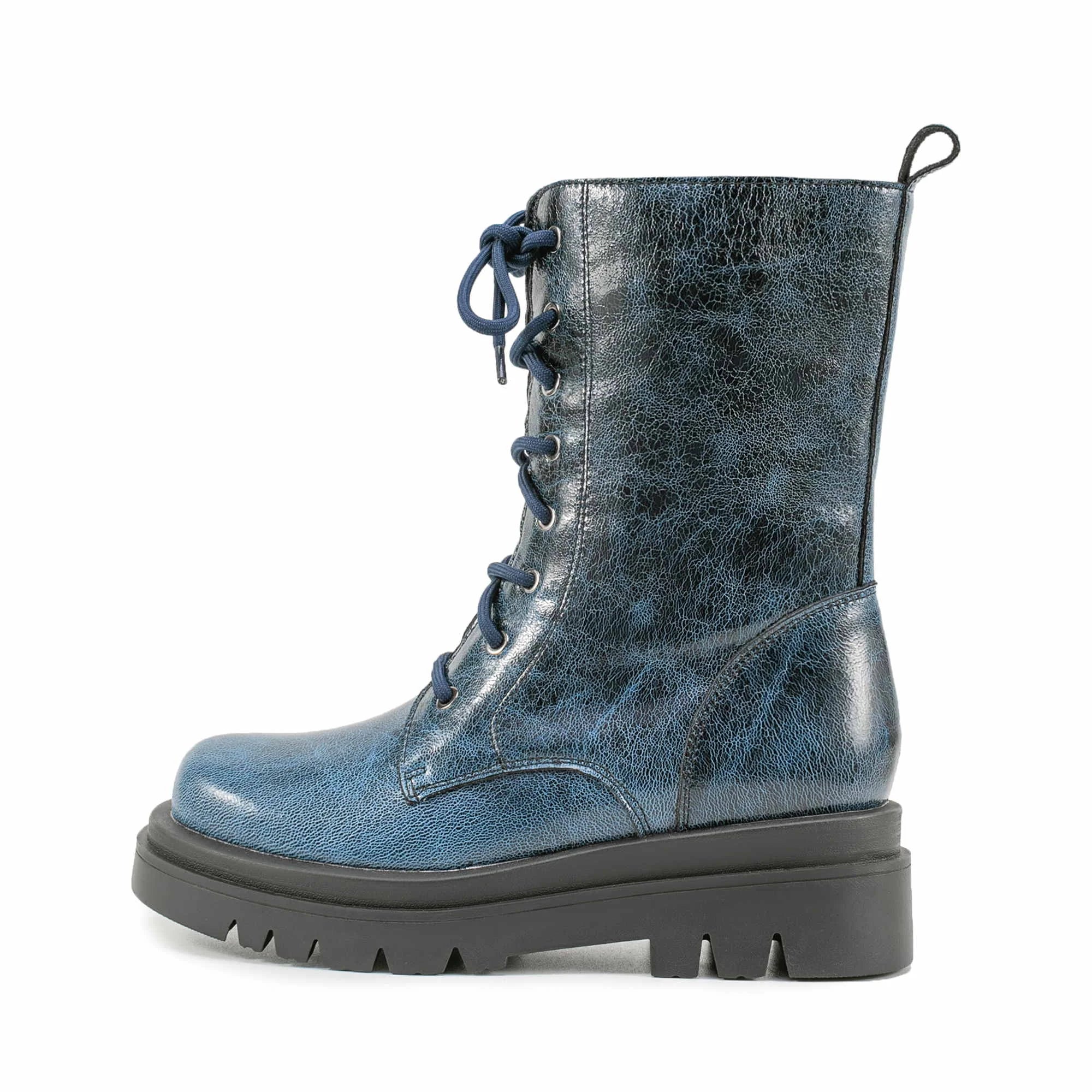 2025 Spring Women Western Comfortable Genuine Leather Combat Boots Fashion Square Heel Thick Sole 8 Eyelet Lace Tactical Boots