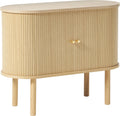 Latest Design Side Storage Cabinet with 2 Doors Rattan Woven Storage Cabinet with Rubber Wood Legs