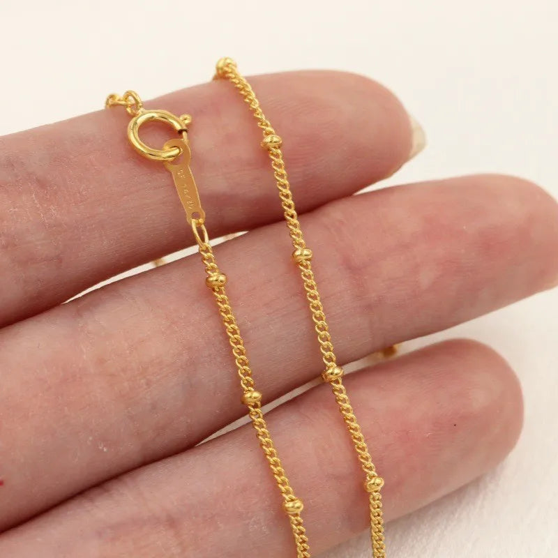 Best Quality 1.2mm Curb Bead Necklace Chain Jewelry 14K Gold Filled Chain for Women