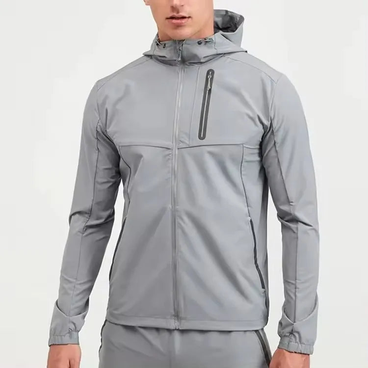 Men Custom logo Design Streetwear Windbreaker Rain Jacket Nylon Softshell Waterproof Woven Outdoor Sports Running Jacket for Men