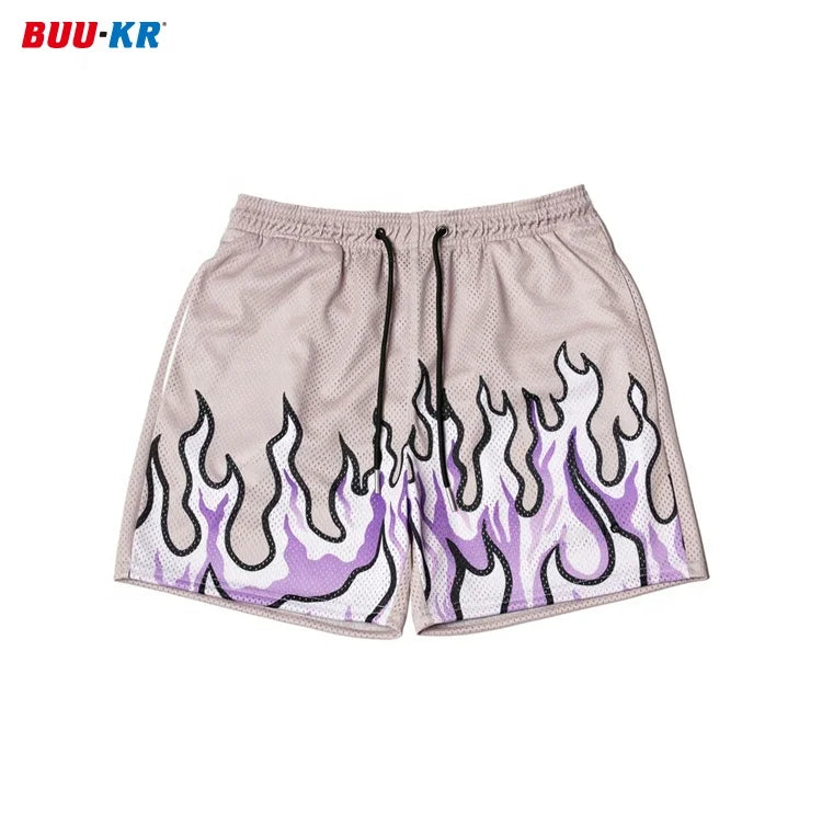 Buker 2024 Flame Basketball Shorts Sports Casual Breathable Quick Drying Fitness Mesh Shorts for Men