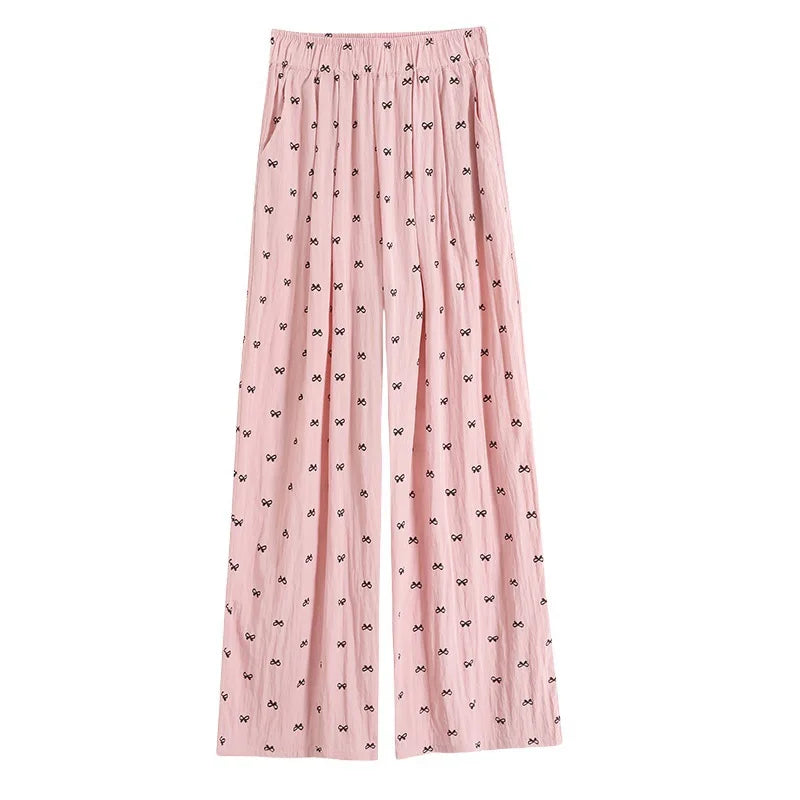 Women's Summer Pendant Pants Thin High Waist Block Pants Lazy Wind Straight Tube Ice Silk Wide Leg Women Pants