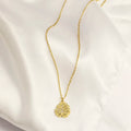 18K Gold Plated Stainless Steel Palm Tree Leaf Pendant Necklace