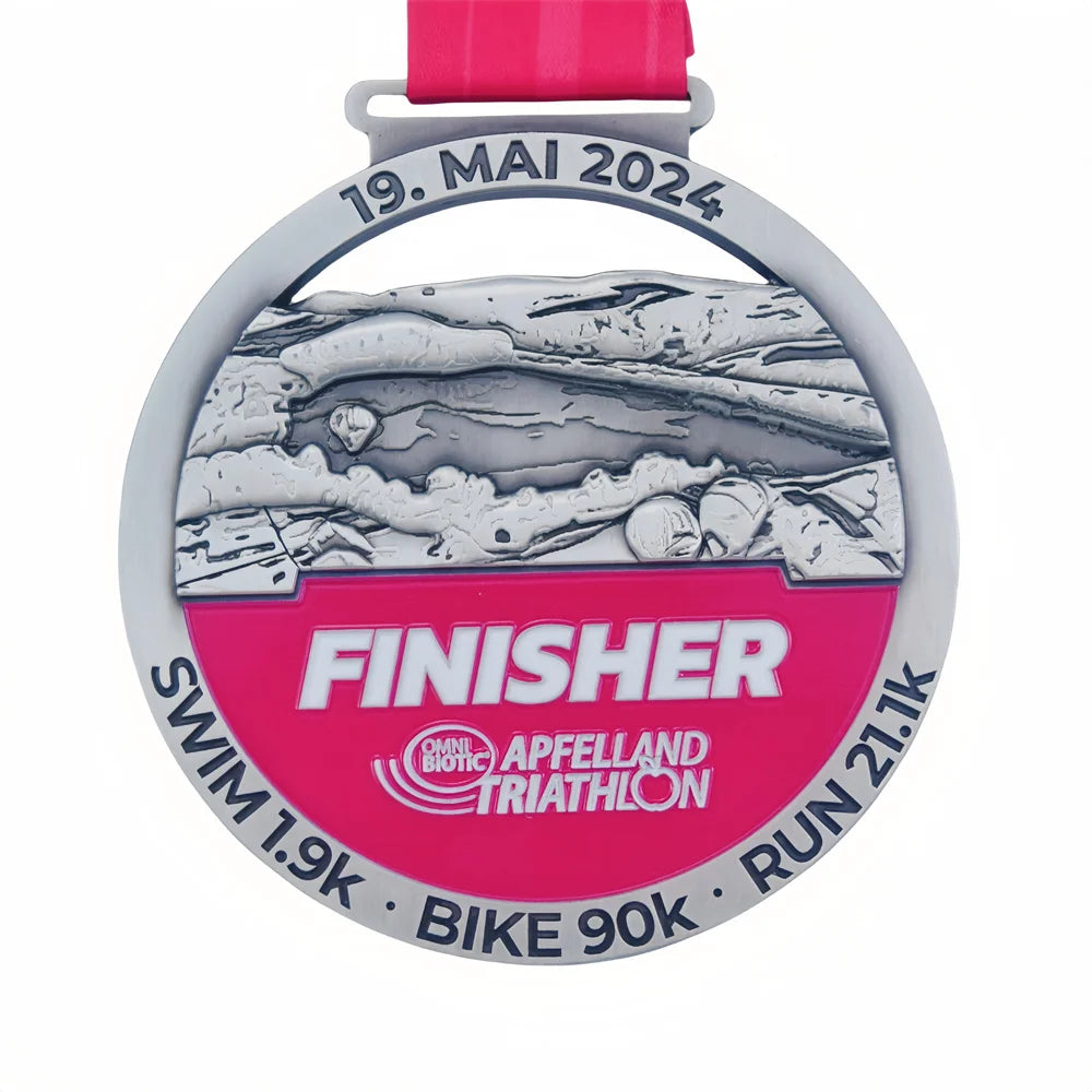 Custom Design Austria 3D Cycling Swimming Running Triathlon Medals for Race Finisher Sport Medal Bike Bicycle Sport Metal Craft