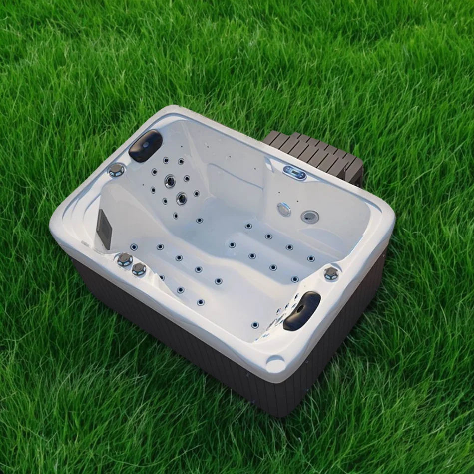 2-Person White Acrylic Outdoor Hot Tub Spa Apron Installed Included Faucet Pool Massage Whirlpool Swim Jacuzzii Lazy Spa Bathtub