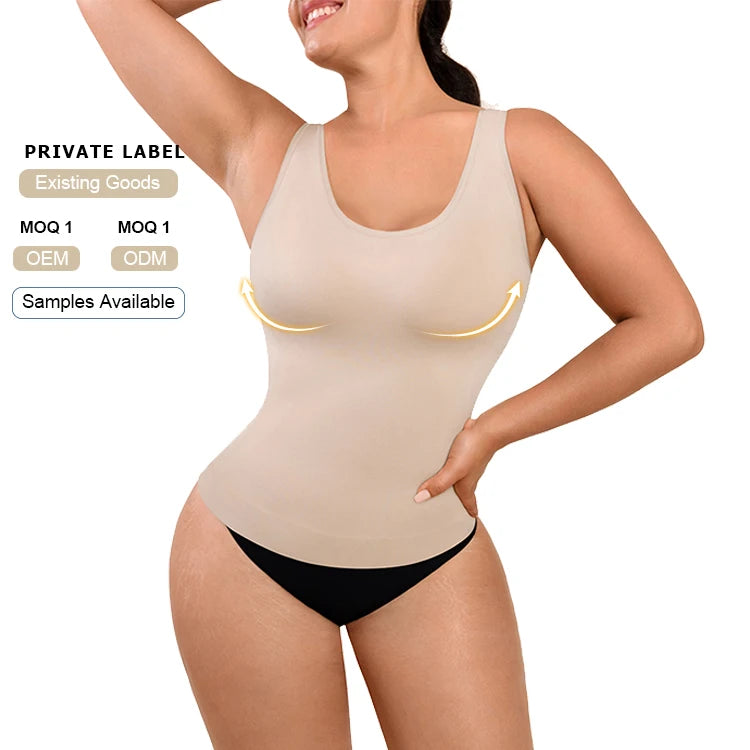Hexin Custom Plus Size Shapewear Seamless Body Shaper Vest Top Women Seamless Shapewear Boob Support for Women