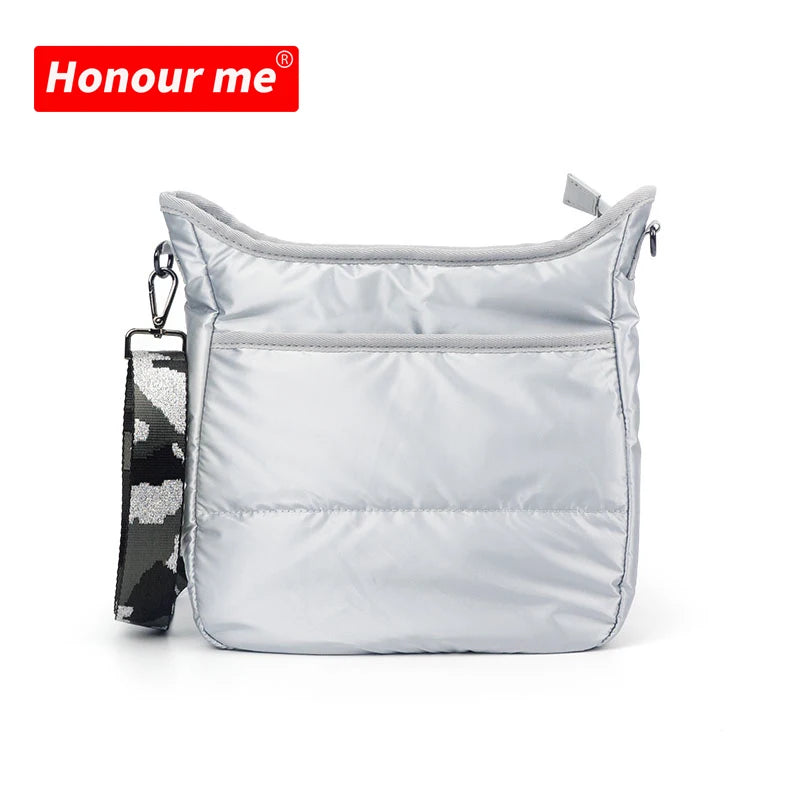 Quilted Puffer Bag Crossbody Bag Padded Shoulder Handbags Lightweight Messenger Bag for WomenThread Nylon