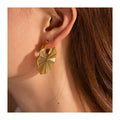ERESI Vintage Stainless Steel 18K Gold Plated Fan-shaped Polygon Geometry Pendant Earrings Gift Jewelry Hoop Earrings for Women