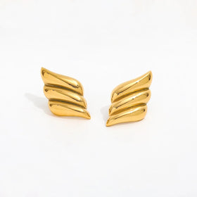 Fenny PVD Plated Wholesale Waterproof&No Fade Dainty Delicate Wing Shaped Stud Stainless Steel Earring for Women