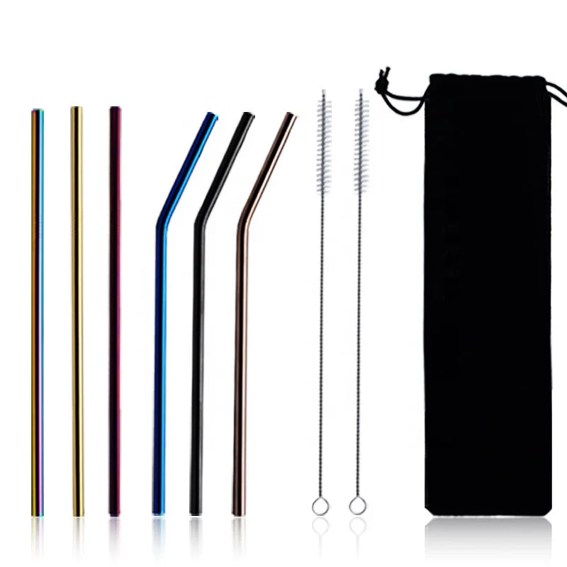 Eco-Friendly Reusable 304 Stainless Steel Drinking Straw Bar Accessories with Customized Logo