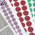 Custom Self-Adhesive Glitter Fine Powder PU Leather Fabric Garments Decoration Blind Box Doll Sticker Cutting Pieces