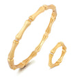 Fashion Retro Brass Electroplated Gold Bamboo Diamond Brushed Bracelets Rings Women Jewelry Sets Factory Wholesale