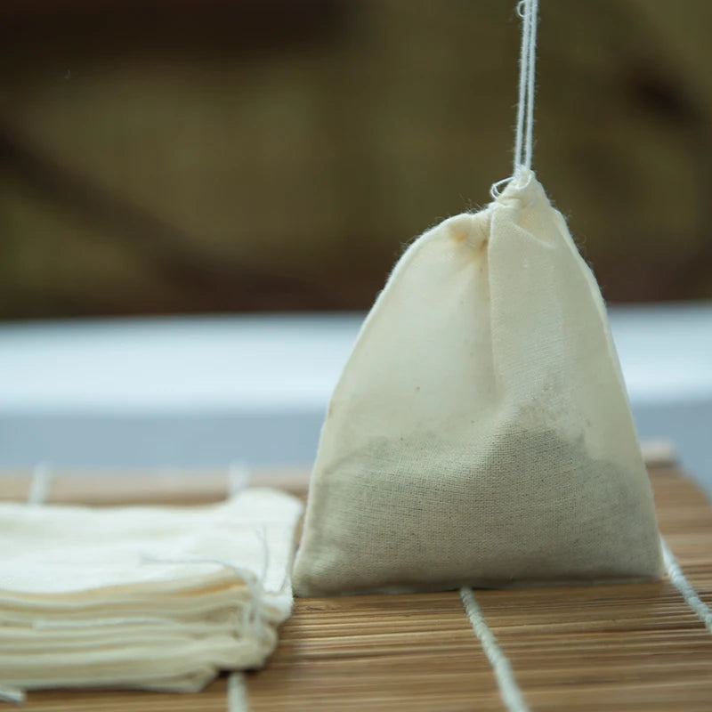 Custom Teabags Recyclable Medicine Seasoning Cotton Pouch Bags with Drawstring