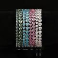 Custom Romantic Heart Shape Colored White Pink Green Blue Moissanite 4MM 5MM 6.5IN 925 Silver Tennis Bracelet in Stock