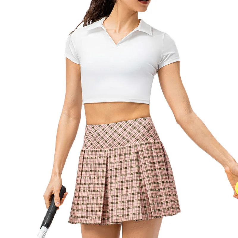 Fashionable High Elastic Tennis Wear Golf Dress 2 Side Inner Pockets Quick Dry Sports Skirts Women's Skirts for Women