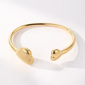 Classic Style 18k Gold Stainless Steel Asymmetric Jewelry Wholesale Hammered Gold Heart Duo Bracelet