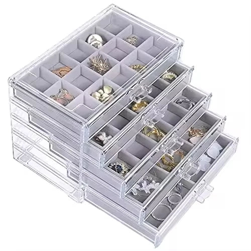 Five-layer Jewelry Storage Box Acrylic Desktop Transparent Jewelry Acrylic and Velvet Jewelry Multi-layer Drawer Storage Box