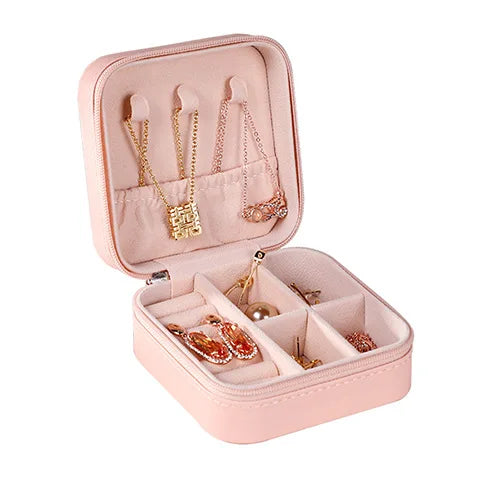 Wholesale Custom PU Leather Black Jewelry Box Travel Portable Small Jewellery Ring Earring Wedding Gift Case
