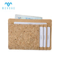 Custom Minimalist Eco-Friendly Vegan Cork PU Leather Credit Card Holder Wallet With Customized Logo Wood Pattern