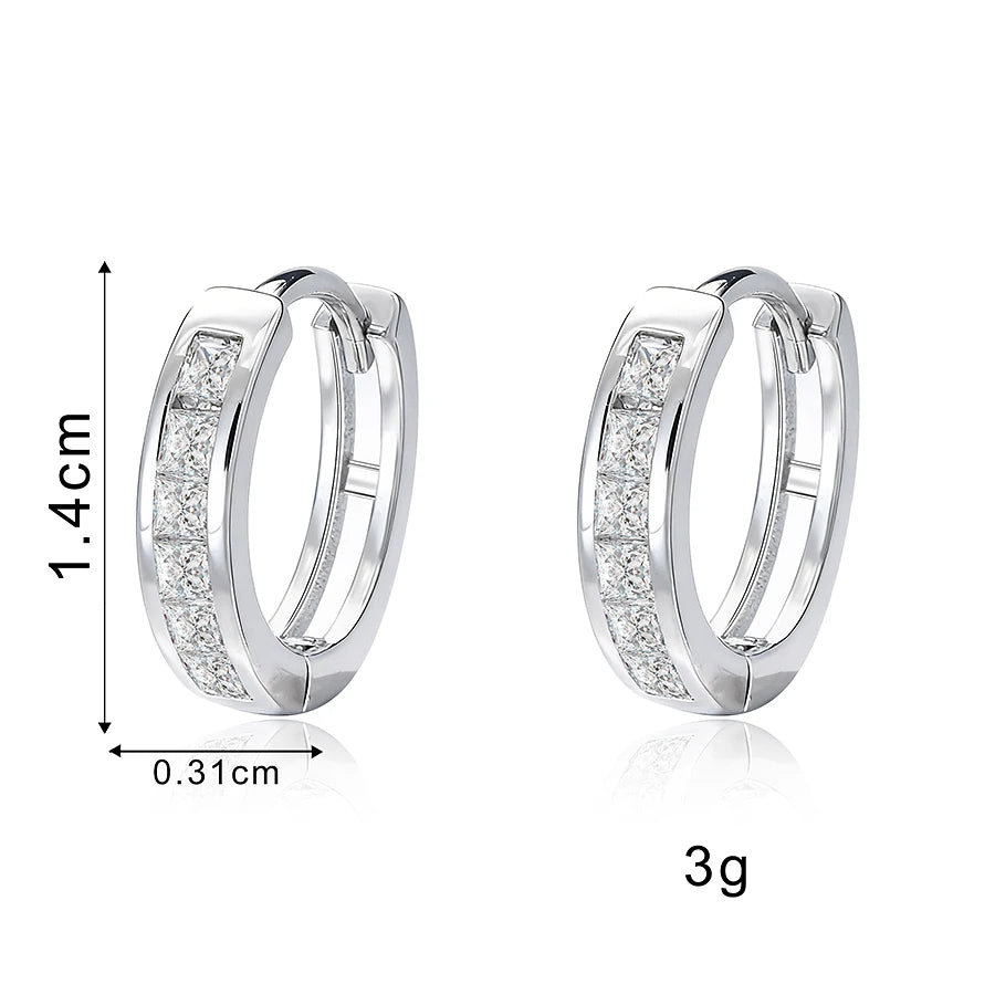 Zircon Simple Classic Fashion Style Round Earring 925 Silver Hoop Earrings for Women Fine Jewelry Party Accessories