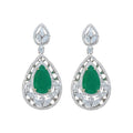Vintage Emerald Green CZ Drop Earrings | S925 Sterling Silver Dangle Earrings for Women | Fashion Jewelry