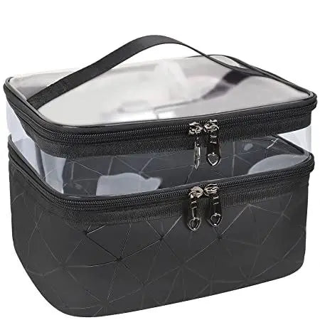 Hot Sales 2025 PU Leather PVC Beautiful Makeup Bag for Women Custom Logo Zipper Closure