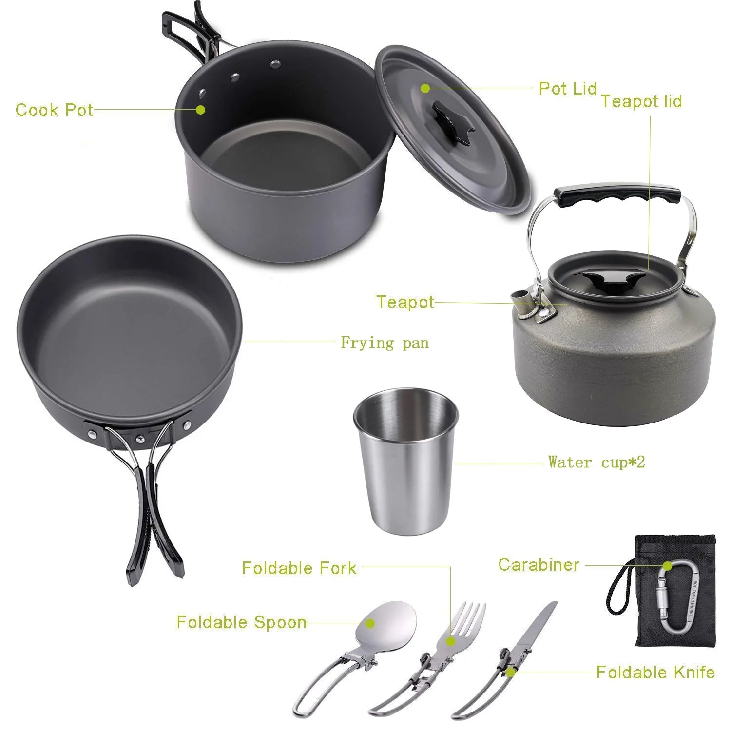 Outdoor Camping Cookware Set Portable Backpacking Barbecue Pots Picnic Bowl Cookware Camping Cooking Set